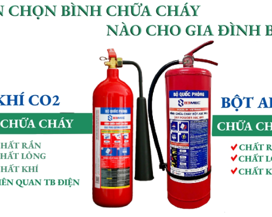 Nên mua bình chữa cháy loại nào cho gia đình? bình khí CO2 hay bình bột ABC