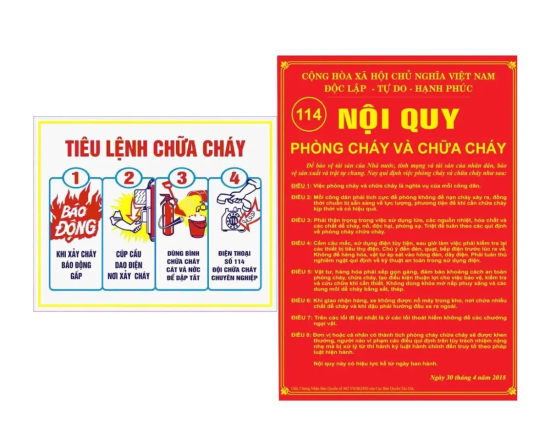 Bộ Nội Quy Tiêu Lệnh PCCC Bằng Tôn Kẽm