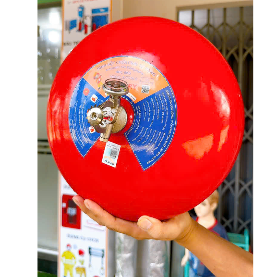 Bình cầu chữa cháy tự động bột ABC 8kg Victory