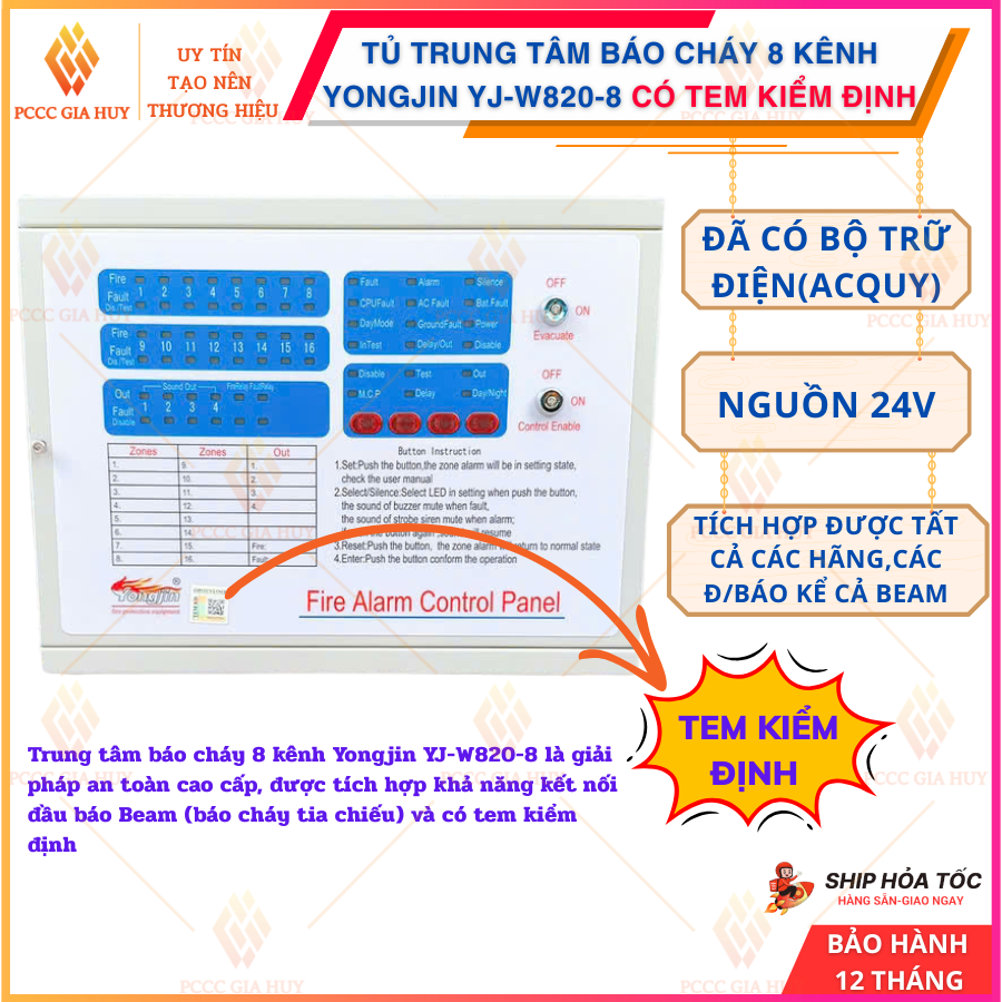 Trung tâm báo cháy 8 kênh Yongjin