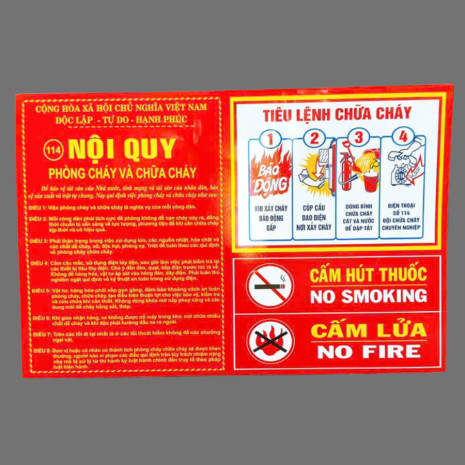 Bảng Nội quy - Tiêu lệnh, Cấm thuốc, Cấm lửa tích hợp 4IN1 bằng Tôn - PCCC