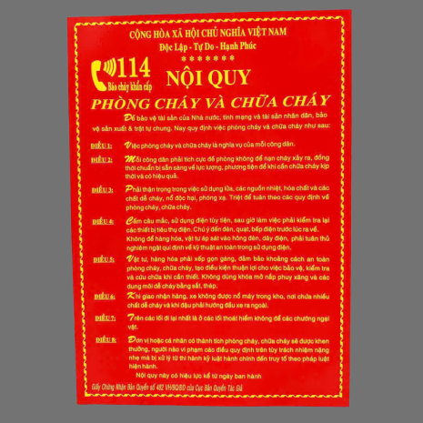 Bảng Nội quy bằng Tôn - PCCC