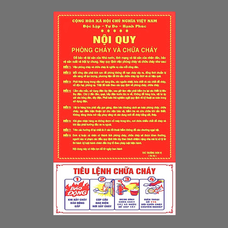 Bảng Nội quy - Tiêu lệnh 2IN1 tích hợp bằng Tôn 30x50cm