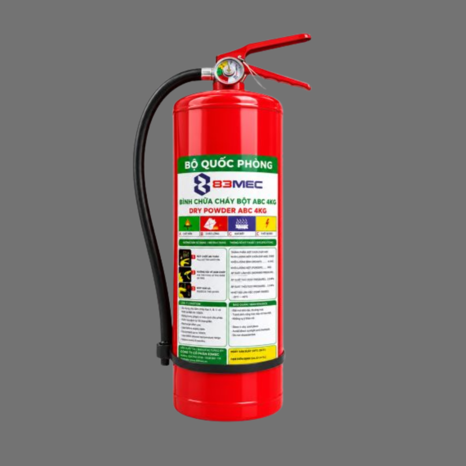 Bình chữa cháy bột ABC 4kg 83MEC/BQP có kiểm định.