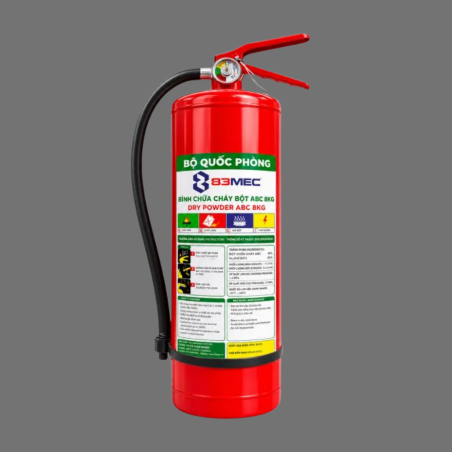 Bình chữa cháy bột ABC 8kg 83MEC/BQP có kiểm định.