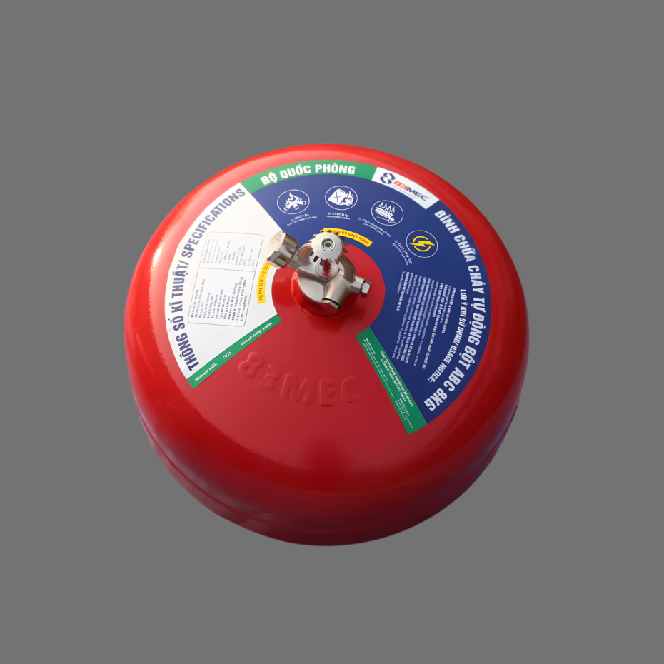 Bình cầu chữa cháy tự động bột ABC 8kg 83MEC/BQP có kiểm định.
